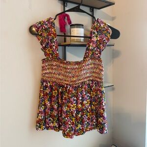 Floral Smocked Babydoll Top